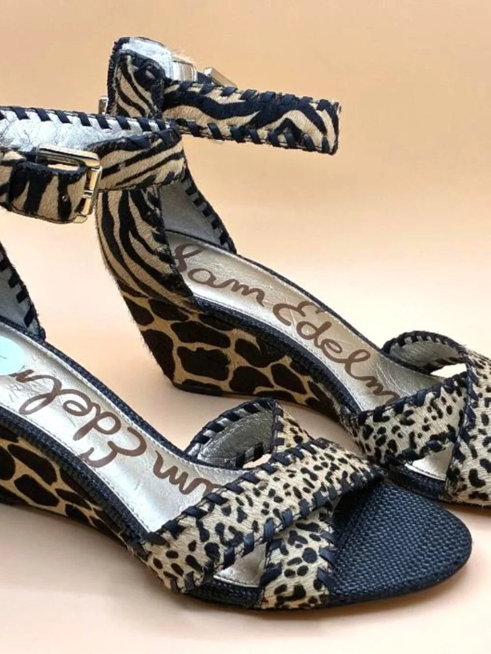 *EUC* Sam Edelman SILVIA Animal Print Wedge Sandals. Women's Size 7 M Leop